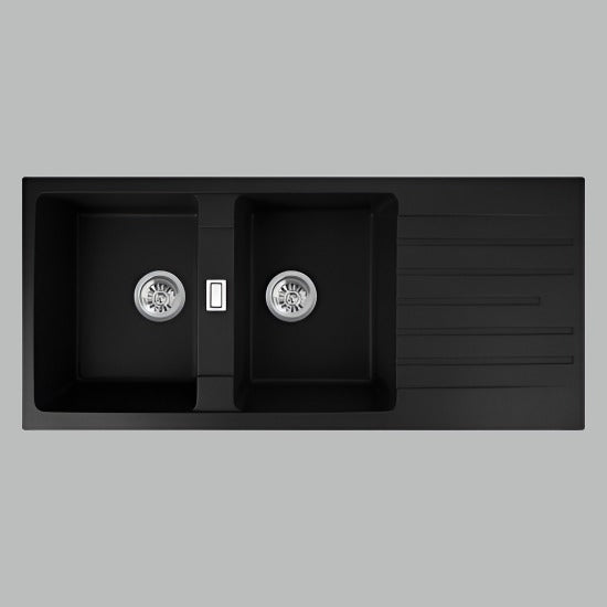 SINK | 1160*500*200mm Granite Quartz Stone Kitchen Sink Double Bowls Drainboard Top/Undermount