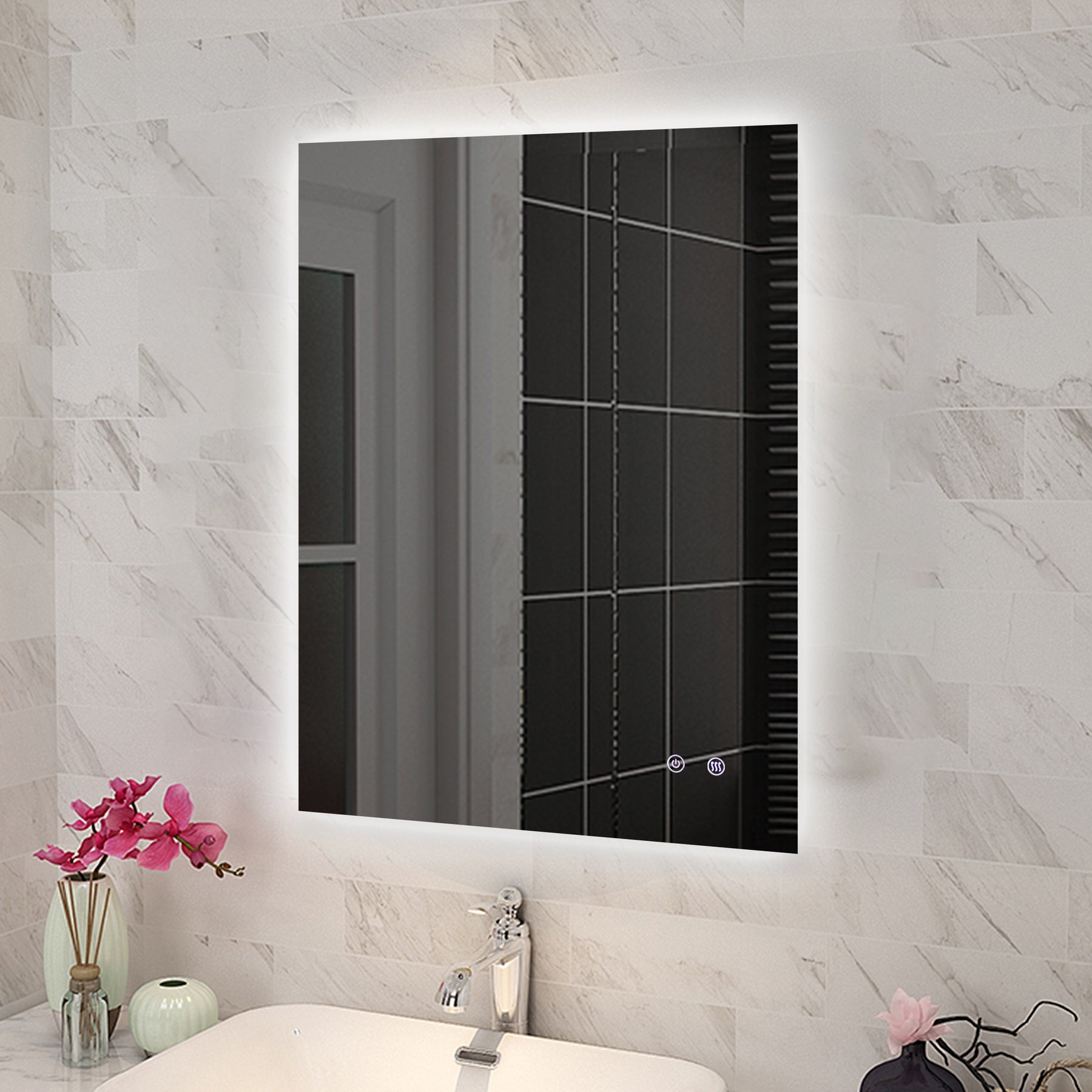 MIRROR | Rectangle 3 color Backlit LED Mirror 600X750mm Touch Sensor defogger