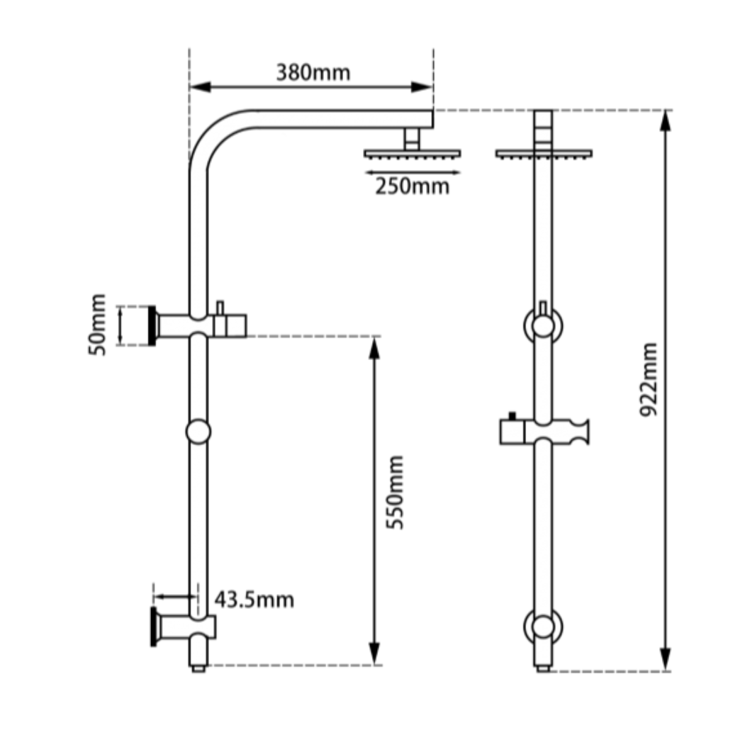 SHOWER STATION | 10'' Round Shower Station Top Water Inlet(Right Angle)
