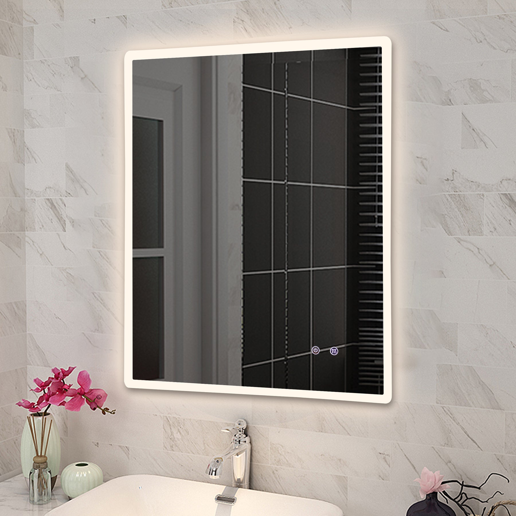 MIRROR | Rectangle 3 Color Backlit LED Mirror 600*750mm Touch Sensor Deforgger