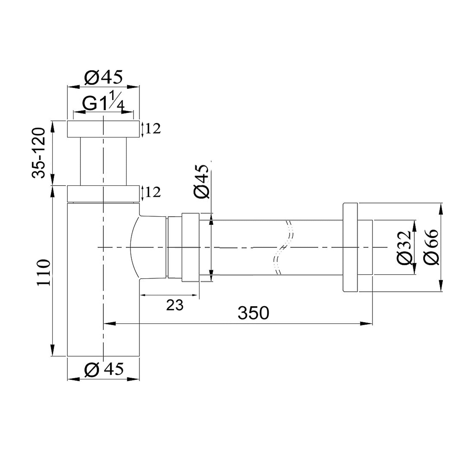 TRAP | BOTTLE TRAP 32MM SOLID BRASS