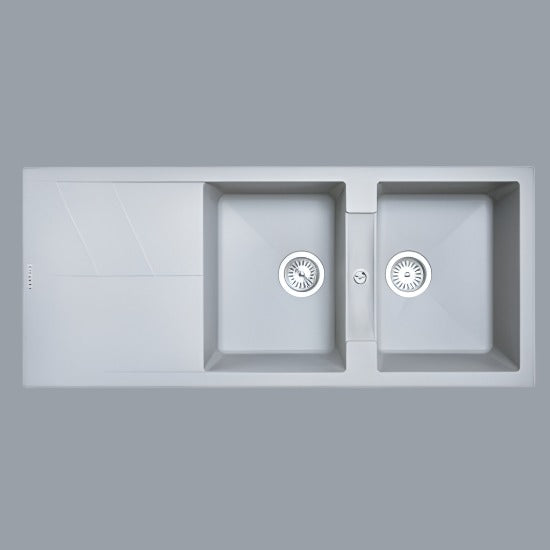 SINK | 1160 x 500 x 210mm Carysil Double Bowl Drainer Board Granite Kitchen Sink Top/Flush/Under Mount