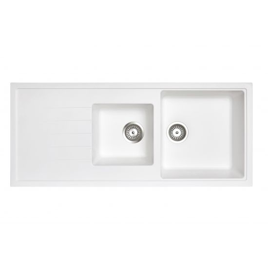 SINK | 1160 x 500 x 205mm Carysil I and A Half Bowl With Drainer Board Granite Kitchen Sink Top/Flush/Under Mount