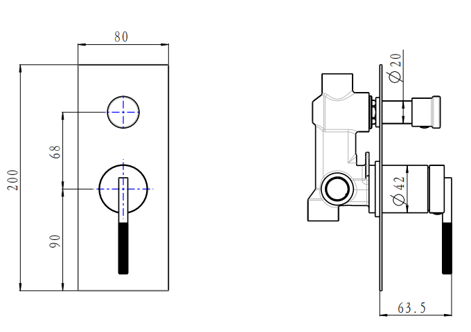 Wall Mixer Diverter | tsi CADDENCE