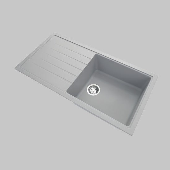 SINK  |  1000 x 500 x 220mm Carysil Single Bowl With Drainer Board Granite Kitchen Sink Top/Flush/Under Mount