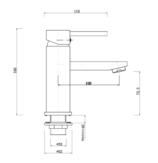 BASIN/SINK MIXER | NORICO PENTRO CHROME ROUND BASIN MIXER TAP