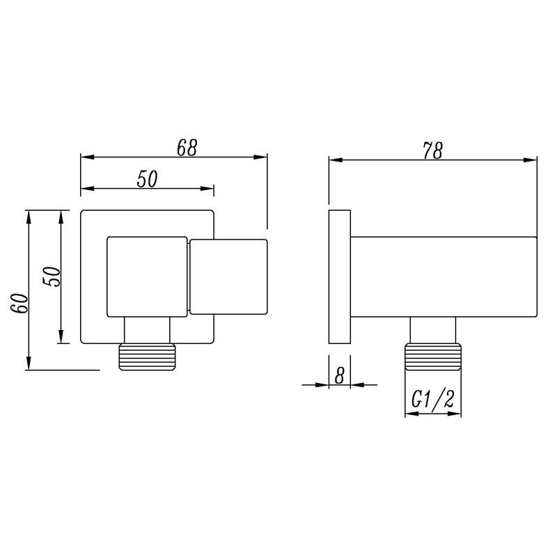 SHOWER HOSE | Square Shower Holder Wall Connector & Hose Only