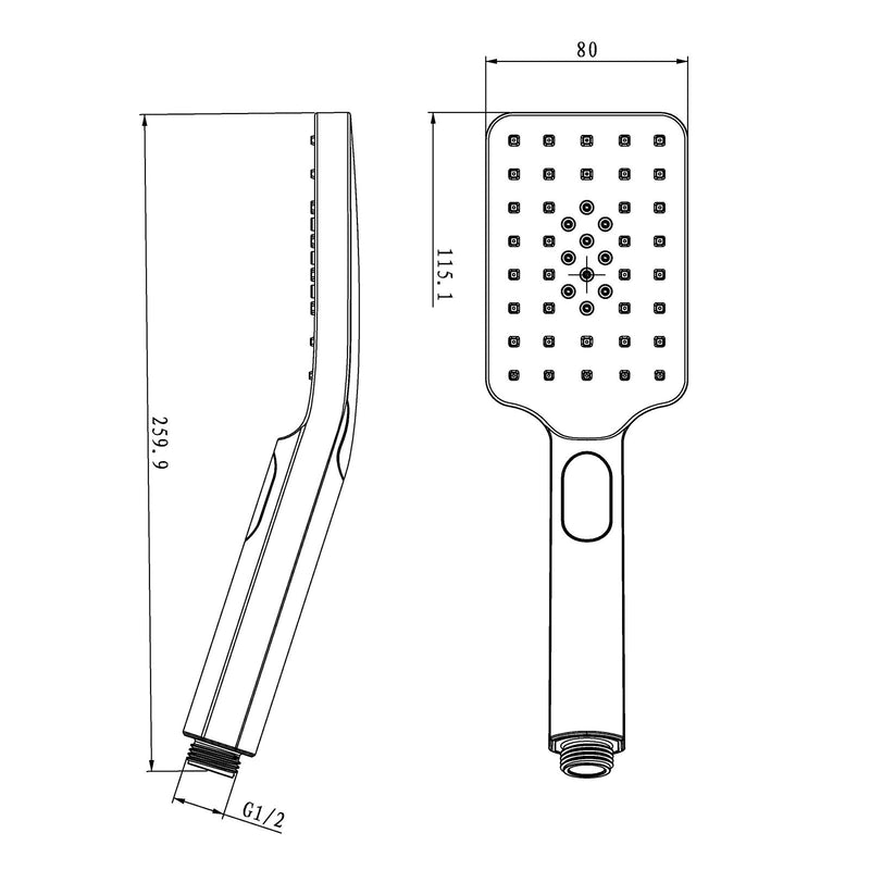 SHOWER HEAD | Square 3 Functions ABS Handheld Shower