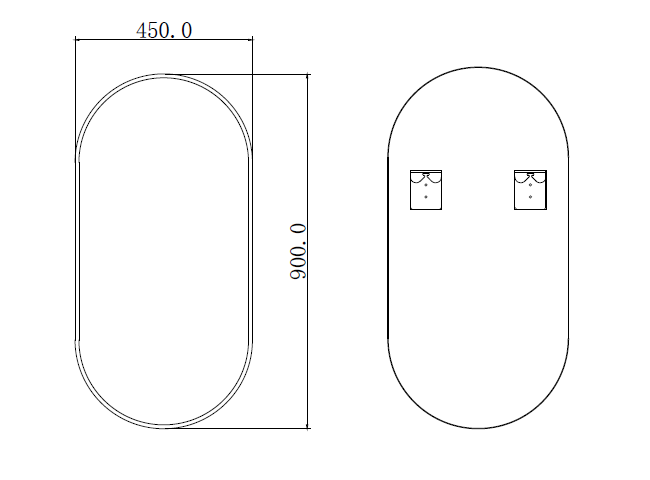 MIRROR | Oval Non-Luminous Aluminium Black Frame Mirror 450mm 600mm