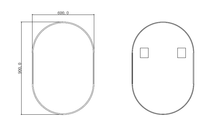 MIRROR | Oval Non-Luminous Aluminium Black Frame Mirror 450mm 600mm