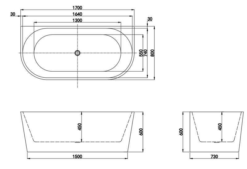 BATHTUB | JADE FLUTED BACK TO WALL