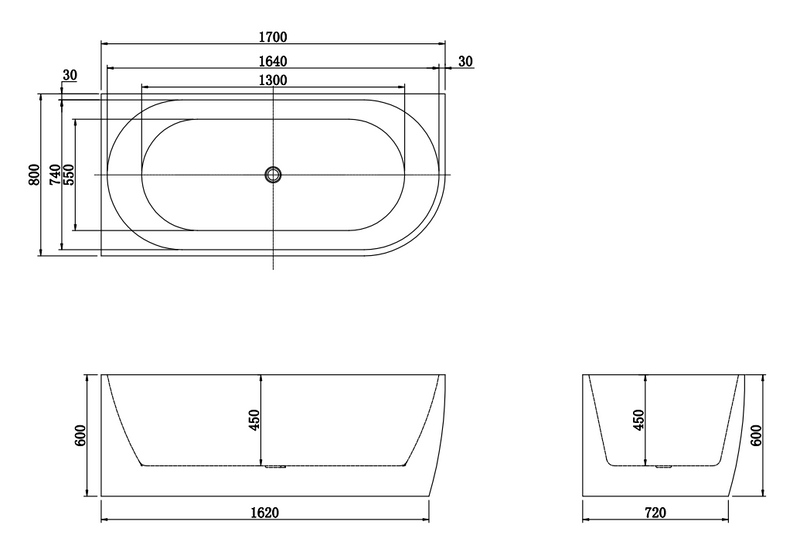 BATHTUB | GINA FLUTED LEFT CORNER