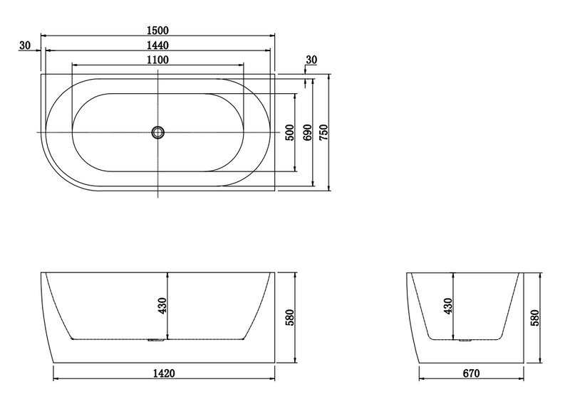 BATHTUB | GINA FLUTED RIGHT CORNER