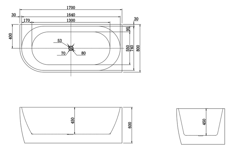 BATHTUB | GINA FLUTED RIGHT CORNER