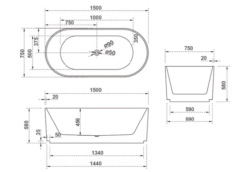 BATHTUB | Trina Free Standing Bathtub