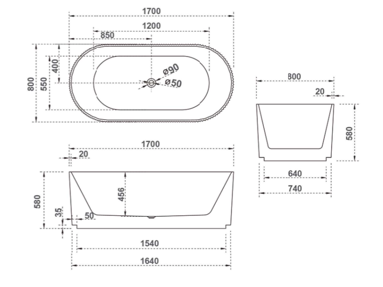 BATHTUB | Trina Free Standing Bathtub