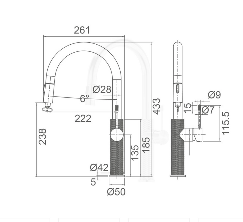 BASIN/SINK MIXER | TIARA Pull Out Kitchen Sink Mixer (WT 7566)