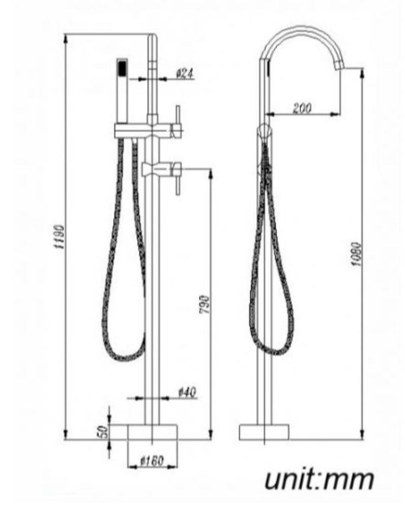 BATH MIXER | Round Freestanding Bath Mixer With Handheld Shower