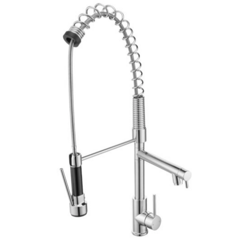 BASIN/SINK MIXER |  Spring Chrome Double Spout Kitchen Sink Mixer Tap