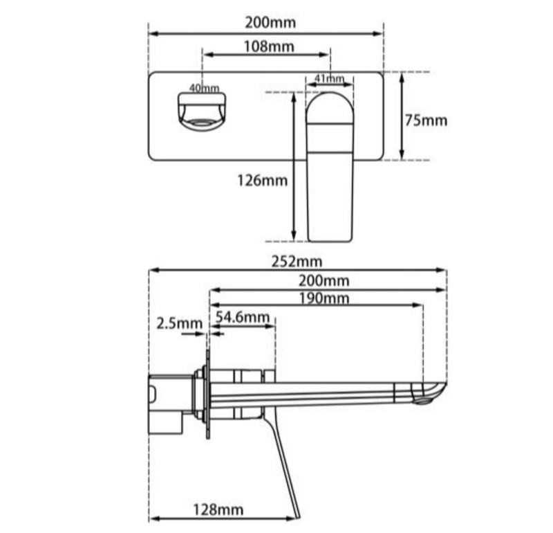 Wall Mixer with Spout | tsi RUSHY Square Wall Mixer with Spout