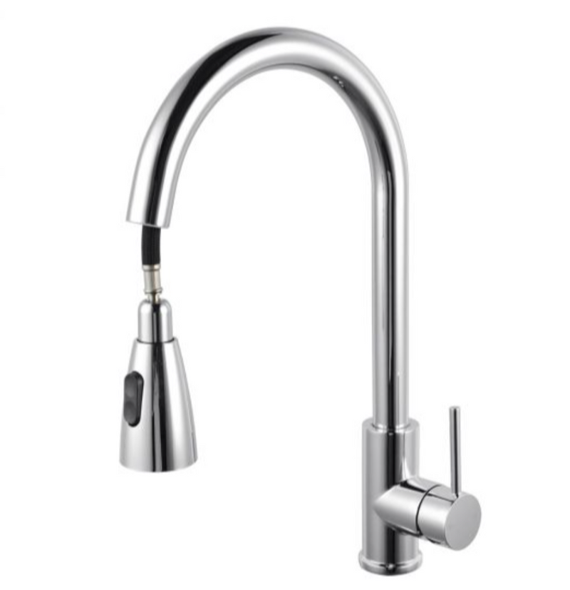 BASIN/SINK MIXER | Round Chrome Pull Out Shower Kitchen Sink Mixer Tap