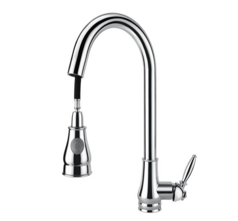 BASIN/SINK MIXER | Round Vintage Pull Out Kitchen Sink Mixer Tap