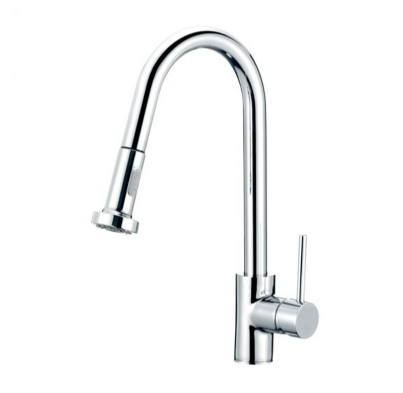 BASIN/SINK MIXER | Round Chrome Pull Out Spray Kitchen Sink Mixer Tap