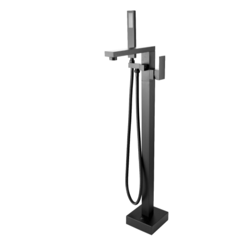 BATH SPOUT | Square Freestanding Bath Mixer With Handheld Shower