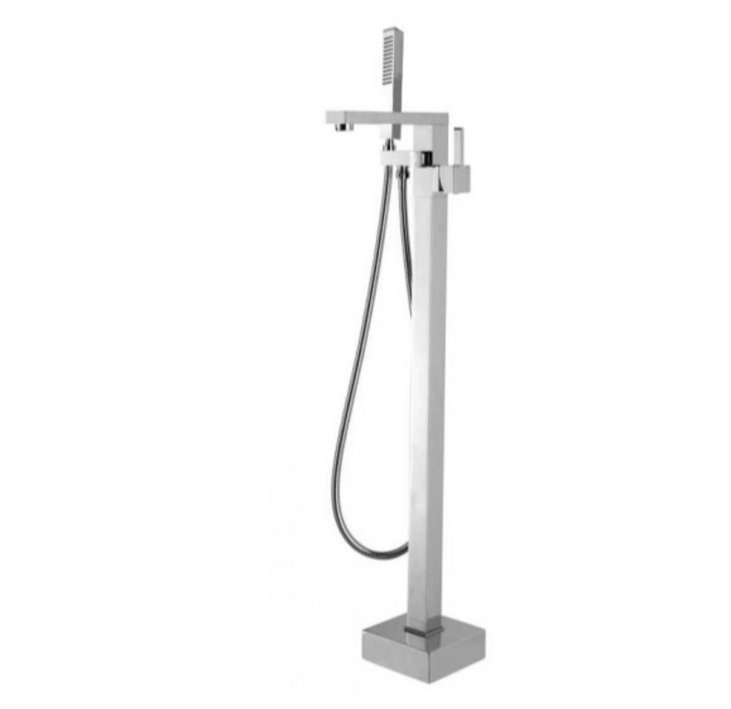 BATH SPOUT | Square Freestanding Bath Mixer With Handheld Shower