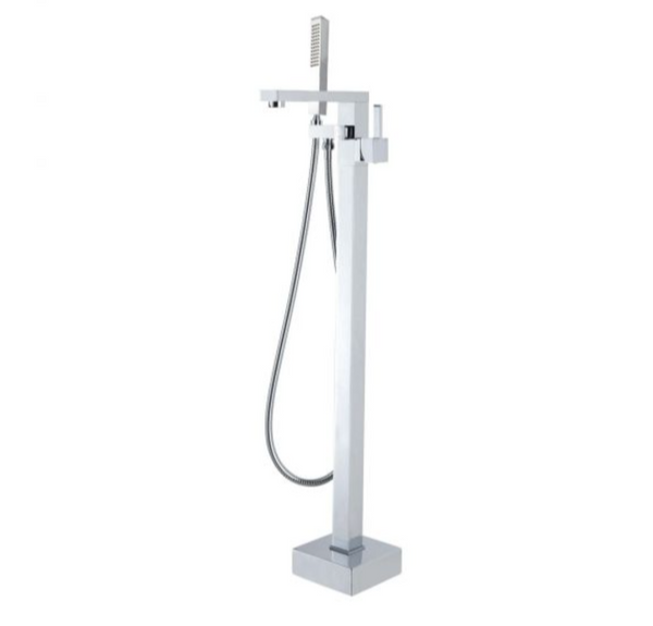 BATH SPOUT | Square Freestanding Bath Mixer With Handheld Shower