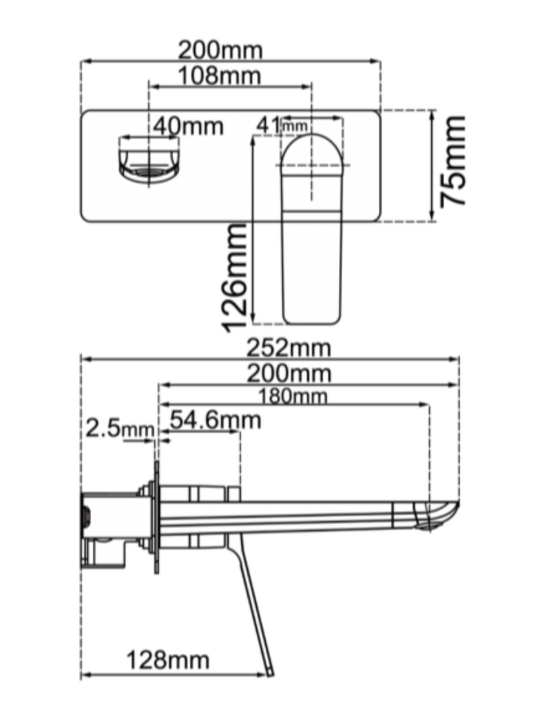 Wall Mixer with Spout | tsi RUSHY Square Wall Mixer with Spout