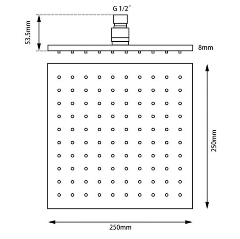 SHOWER HEAD | Square Brass Shower Head 200mm/250mm/300mm