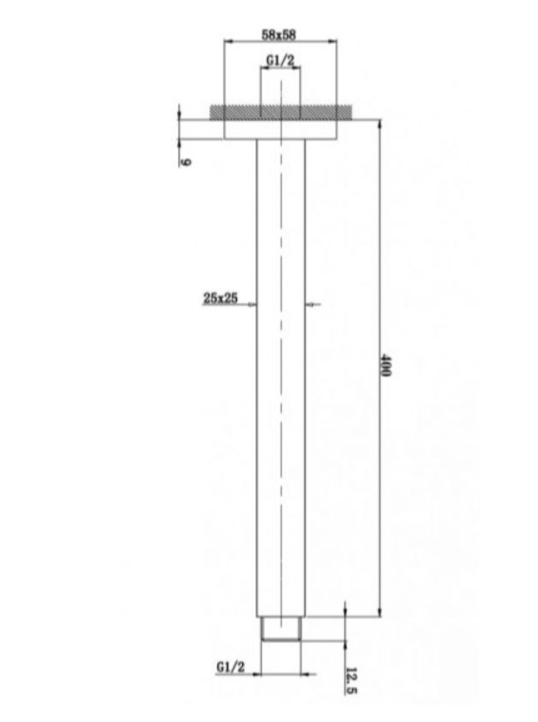 SHOWER ARM | Square Ceiling Shower Arm 400mm