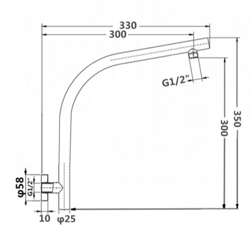 SHOWER ARM | Round Goose-neck Wall Mounted Shower Arm