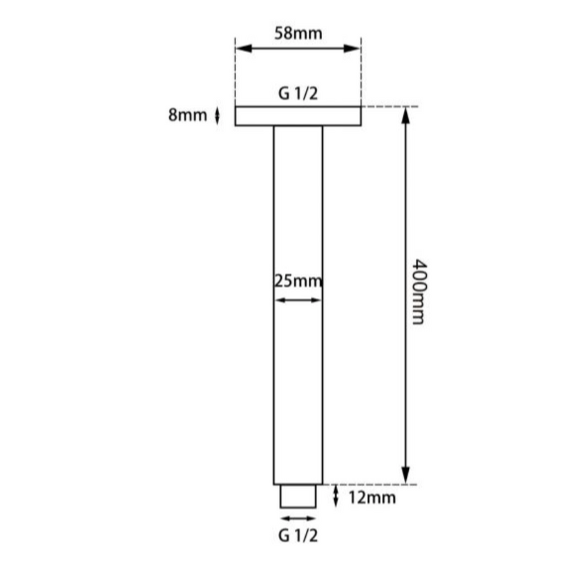 SHOWER ARM | Round Ceiling Shower Arm 400mm