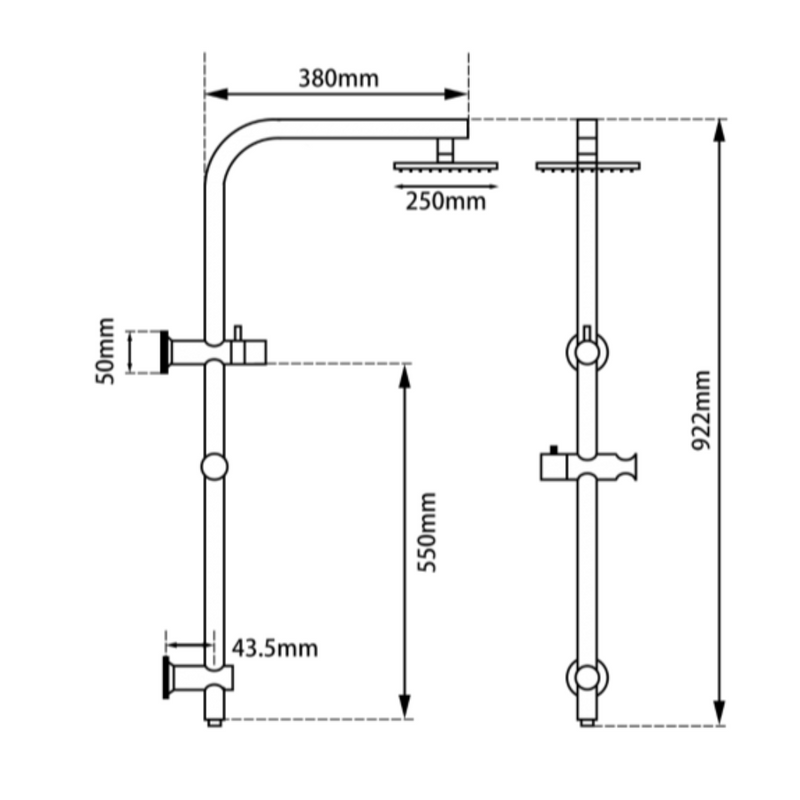 SHOWER STATION  |  10'' Round Shower Station Top Water Inlet(Right Angle)