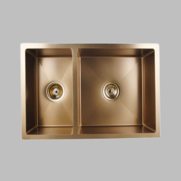 SINK |  1.2mm 710x450x205mm Brushed Yellow Gold Handmade Round Corners Double Bowls Top/Under/Flush Mount Kitchen Sink