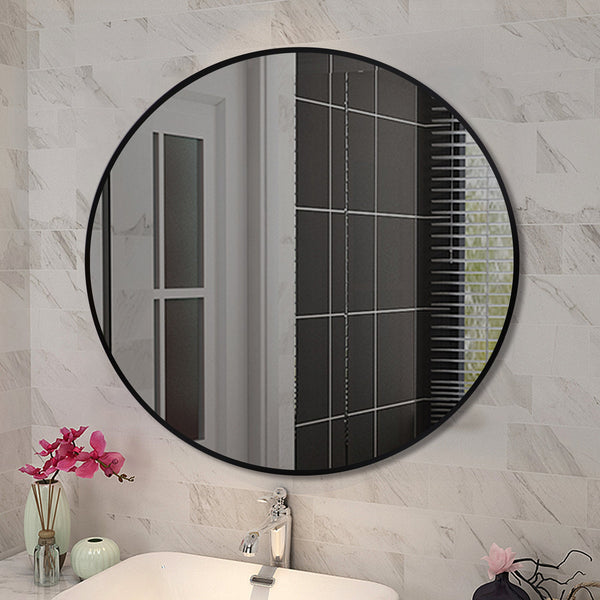 MIRROR | Round Black Aluminum Framed Non-luminous Wall Mirror 600mm 800mm