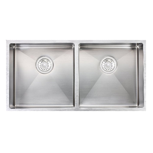 SINK |  865*440*200MM HAND-MADE DOUBLE KITCHEN SINK(ROUND EDGES)