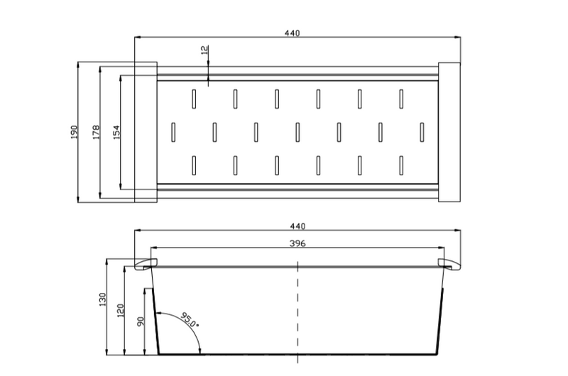 SINK  |  Square stainless steel colander for kitchen sink 443*183*40mm