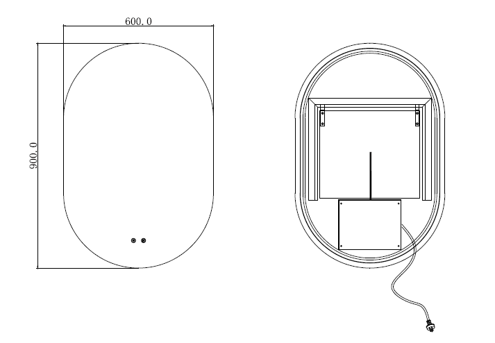 MIRROR | Oval 3 color Backlit LED Mirror 450x900mm Touch Sensor Defogger