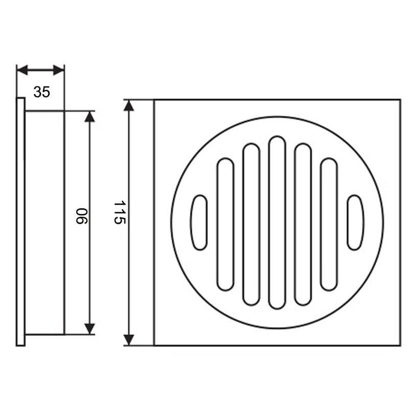 Grates & Wastes | 115X115MM BRASS SMART TILE INSERT FLOOR WASTE SHOWER GRATE DRAIN