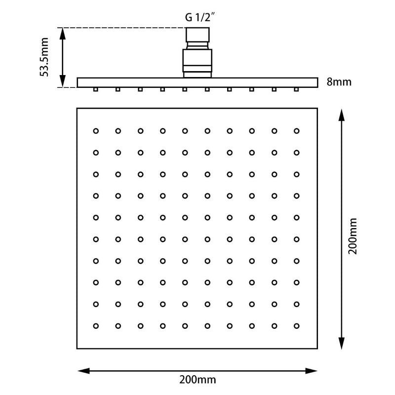 SHOWER HEAD | Square Brass Shower Head 200mm/250mm/300mm