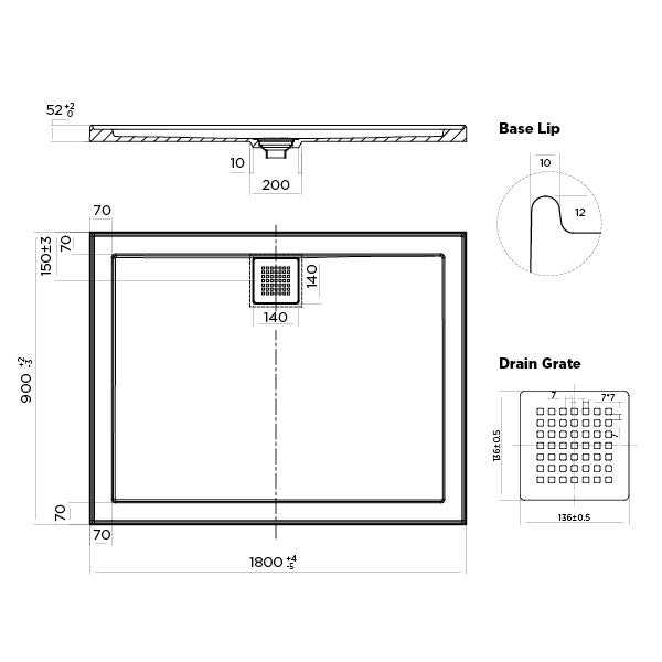 Shower Base Rectangle Eco