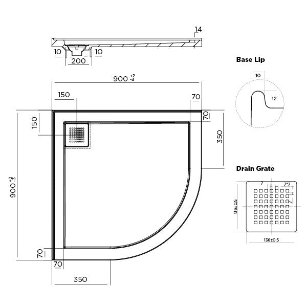 Shower Base Curved Corner