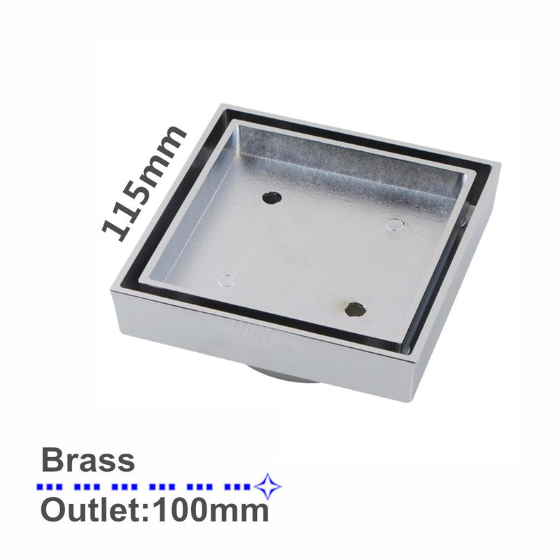 Grates & Wastes | 115X115MM SQUARE BRASS SMART TILE INSERT FLOOR WASTE SHOWER GRATE DRAIN