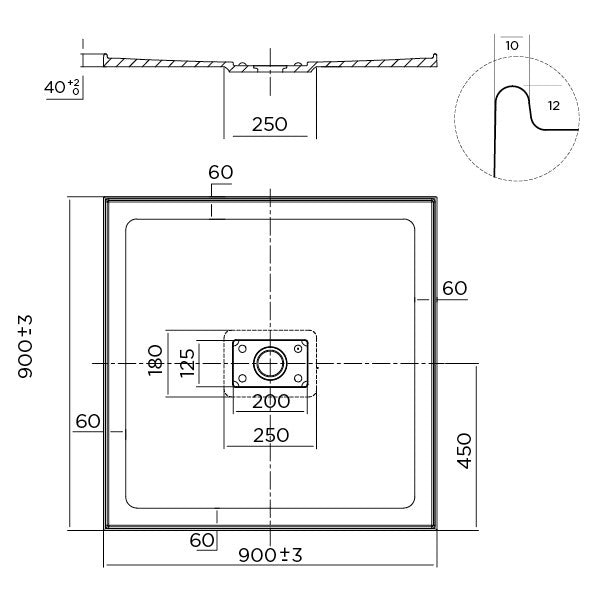 Shower Base Rectangle Metro