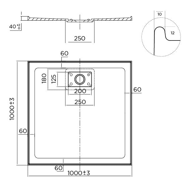 Shower Base Rectangle Metro
