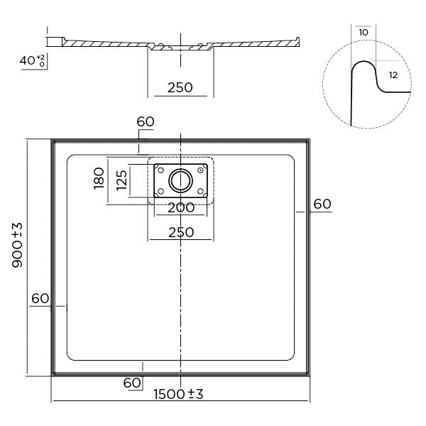 Shower Base Rectangle Metro