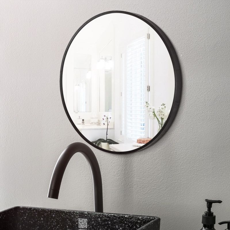 MIRROR | Round Black Aluminum Framed Non-luminous Wall Mirror 600mm 800mm